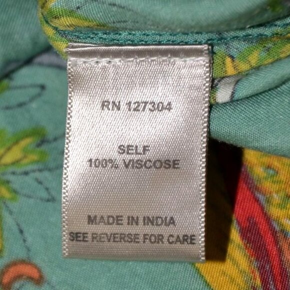 John Mark Tunic Blouse Womens M Floral Embroidery Artsy Boho Roll Tab Sleeves - Picture 13 of 14